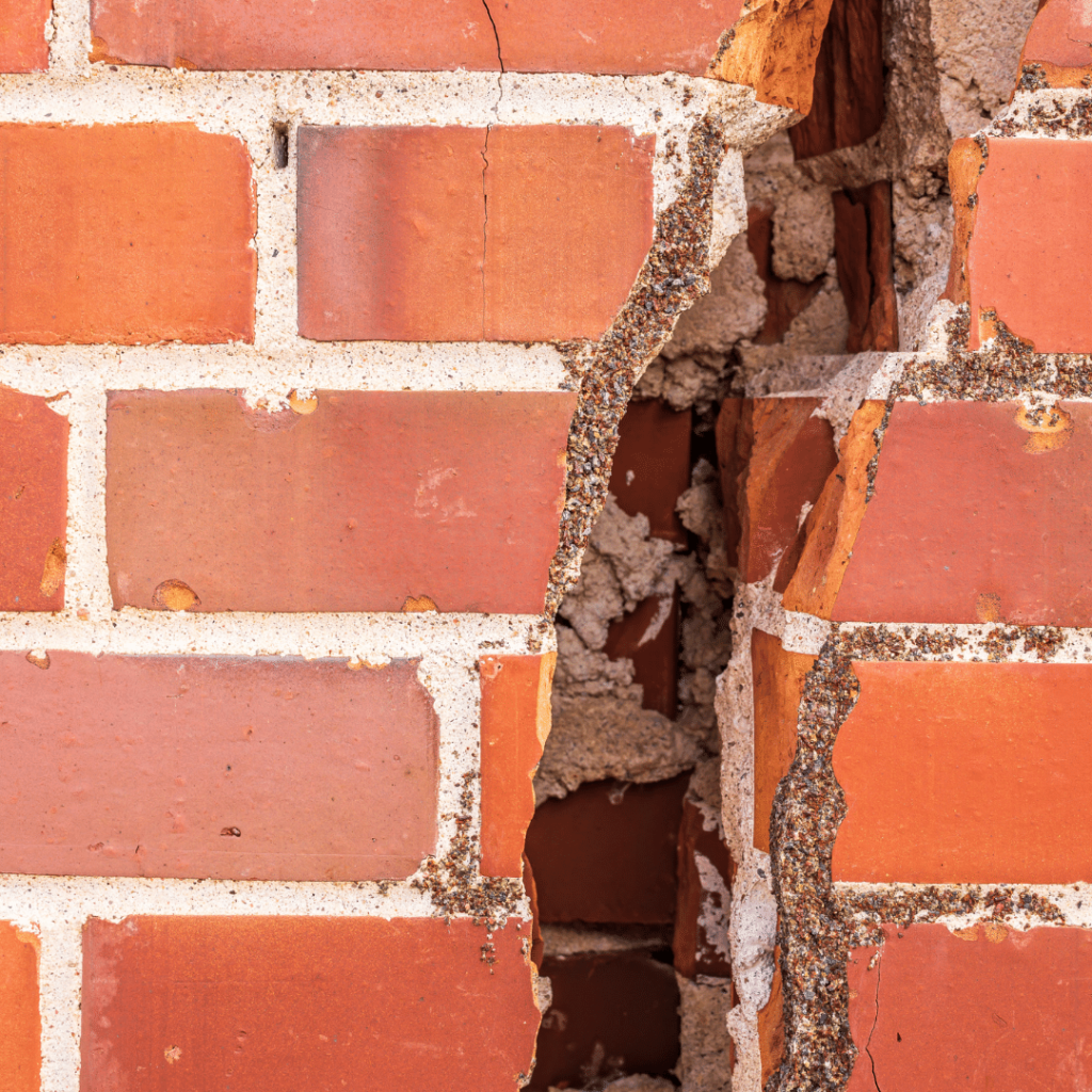 Example of a cracked brick wall
