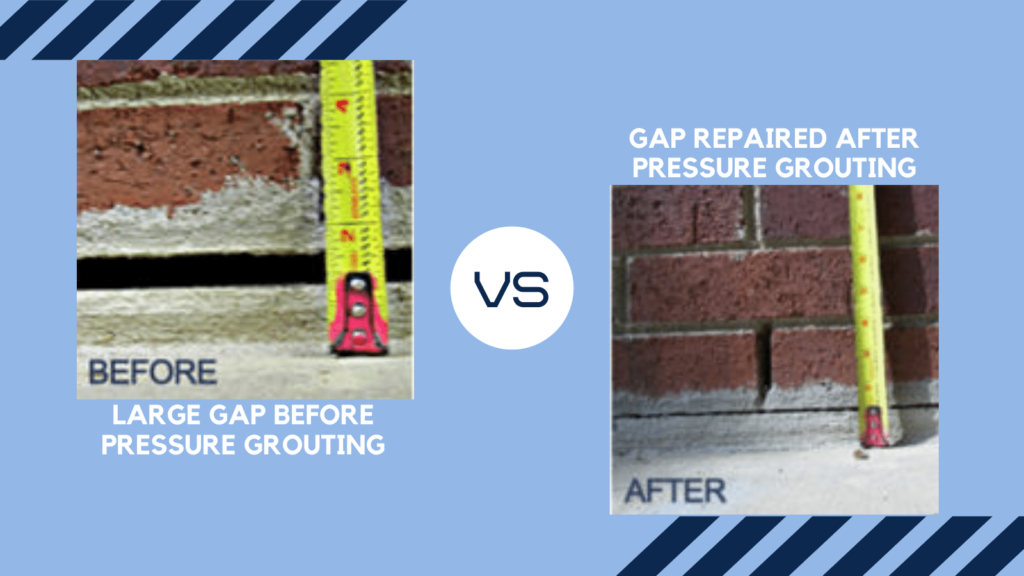 Before and after photos of pressure grouting
