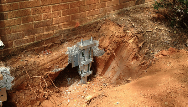 Steel push piers are foundation supports for North Carolina homes that we utilize at Tar Heel Foundation Solutions.