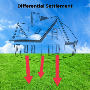 Differential settlement if left unchecked can lead to a failing foundation and should be inspected. 